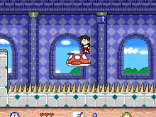 Riding a moving thing over deadly spikes