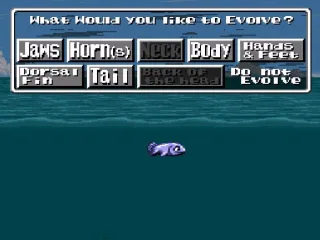 Evolution Menu, here you can chose which body part to upgrade