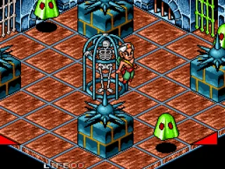 This skeleton is more than a decoration, you can jump on his cage