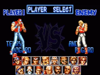 Select one of 15 fighters. Of course the Bogard brothers are present again