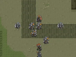 Fighting the guards.