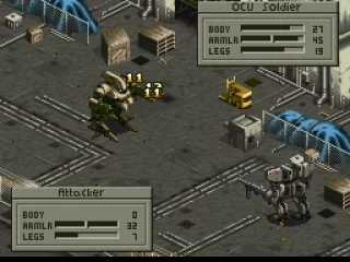 Nice hit there! Note the four areas of HP on the robots