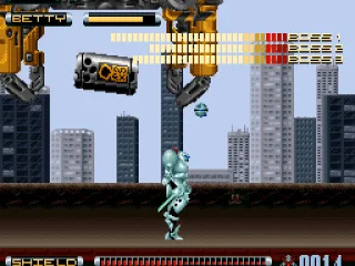 It will drop canisters on you, or fire guns at you if you get too far away from it.