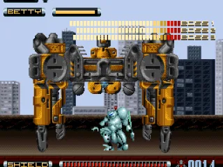 The first boss has all sorts of nasty weapons.