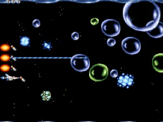 These bubbles are toughing the Vic Viper's way!