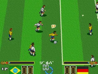 Player 1 approaches the penalty area