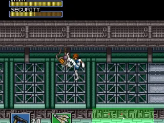 The security system is no match for Iria's kicks.