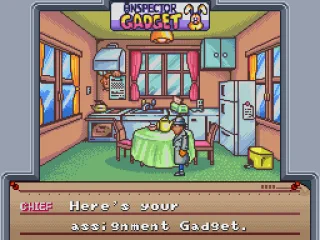 At the beginning of each stage, Gadget will receive a brief on his mission...which will self-destruct