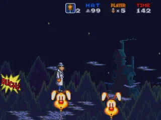 Getting across by jumping on balloons provided by Brain