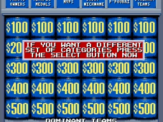 The player is given the option to choose a different set of categories