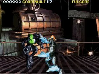 Sabrewulf about to be punished by Fulgore