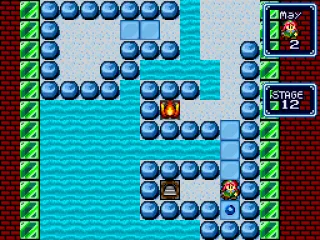 Blocking May's path with a bubble to reach the exit