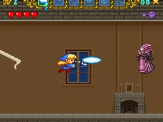 Using the beam at a mini-boss