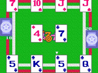 Challenging a character on the world map to a game of cards.