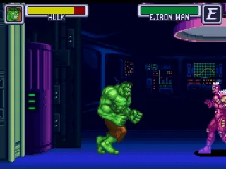 Hulk faces down Evil Iron Man in training mode.
