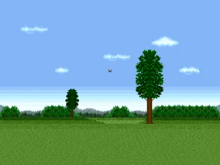 The golf ball is in the air