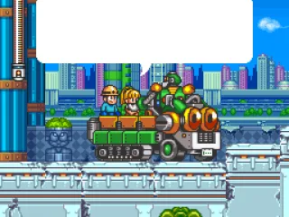 Mega Man is speechless about that helmet.