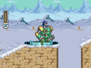 Riding in a big robot suit.