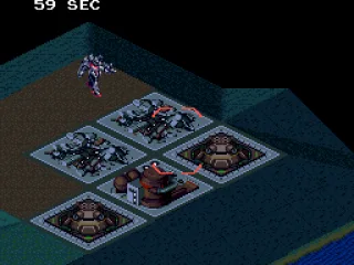 A metal marine has landed and is engaging enemy forces