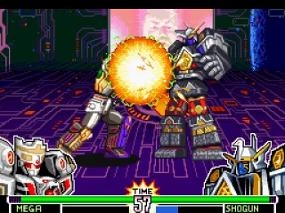 Shogun Megazord was so distracted that didn't noticed Mega Tigerzord using his Energy Ball move...