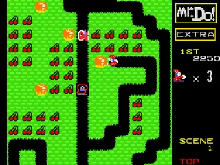 Mr. Do pushes an apple