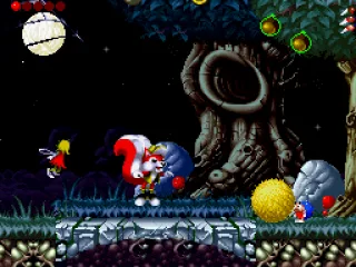 The small beetle wants to throw something at Mr. Nutz