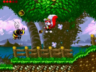 Throwing a nut at a bee