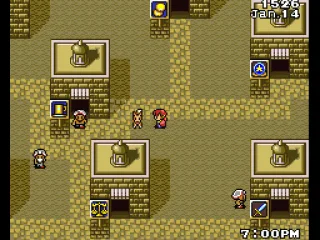 Towns have different graphics depending on their location. Catalina has traveled far from Europe in this shot.