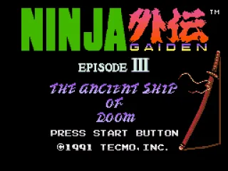 Ninja Gaiden III title screen.