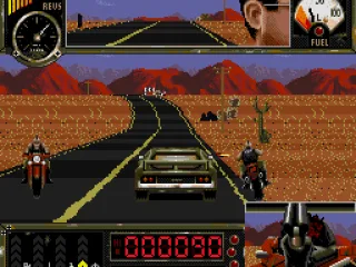 Shooting an enemy in side view.