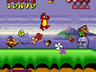 Plok throwing his limbs at an enemy