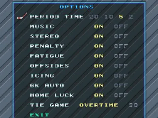 Options screen