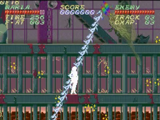 Maria is hit by a flying boss' attack