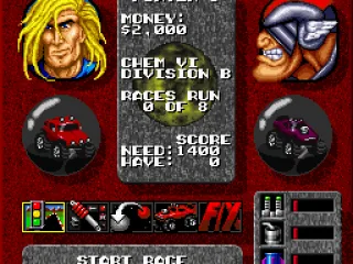 Here you can adjust some settings before the race. And buy other upgrades too!