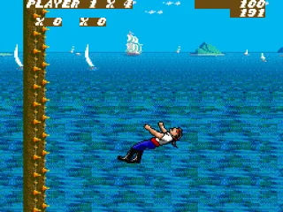 Falling to his death.