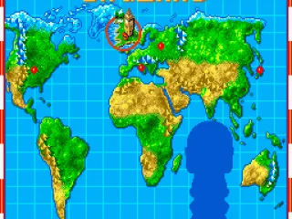 The map shows your next destination - there are 5 countries with 3 levels each.