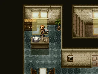 First floor, your computer. Get your missions here, also check news and buy information.