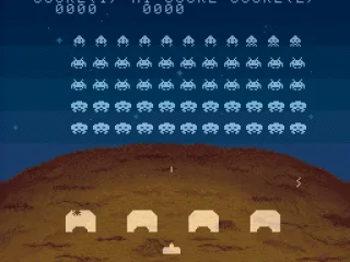 Upright cabinet screen - Invaders on the Moon!