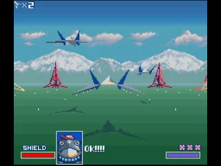 The beginning of the first mission. In this screenshot two of your colleagues are flying ahead of you.