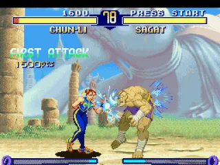 Through her taunt move, Chun-Li causes a bit of damage in Sagat. But this is just the beginning...