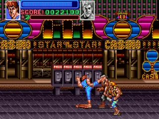 One of Billy's special moves, he repeatedly kicks the enemy in the face.