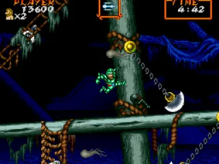 Boarding a ghost ship with multiple swinging guillotines