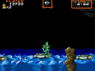 Hop on a series of rafts to avoid whirlpools