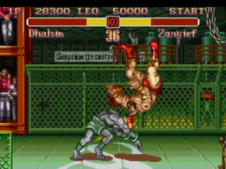 Dhalsim launches Zangief with a successful throw.