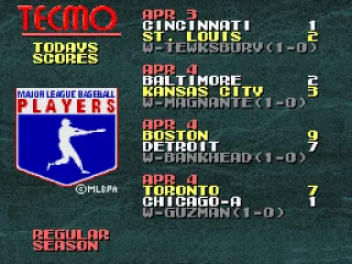 Scores from the regular season