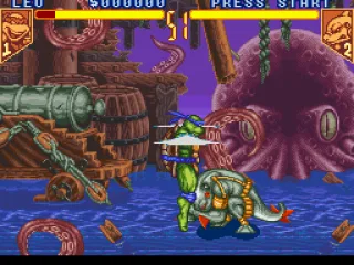 Armaggon evading Leonardo's attack