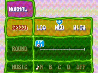 Customize your options for the Normal Mode: speed, round... and the B music.