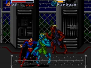 Superman fighting strange underground mutants.