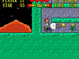 Suck and shoot out at enemies