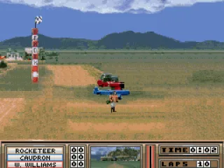 In this air race the player controls the Rocketeer.